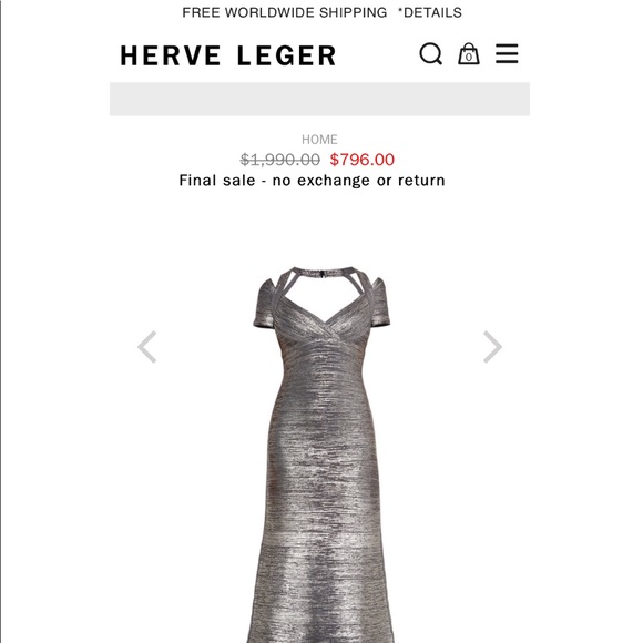 Sold Herve Leger gunmetal Dress - Picture 5 of 8